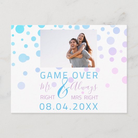 Carte Postale Jeu Sur Funny Enregistrer La Date Mariage Photo Bl (Devant)