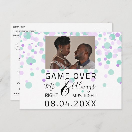 Carte Postale Jeu Sur Funny Enregistrer La Date Mariage Points P (Devant / Derrière)