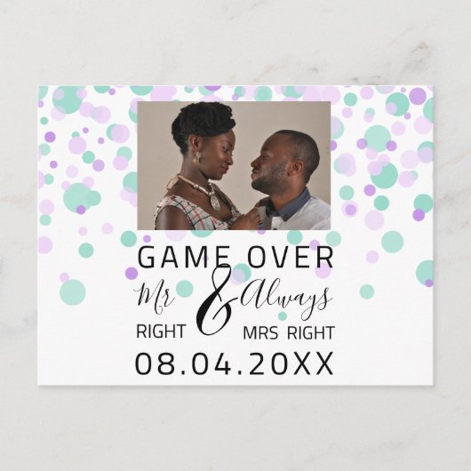 Carte Postale Jeu Sur Funny Enregistrer La Date Mariage Points P (Devant)