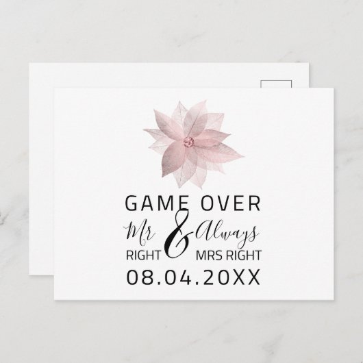 Carte Postale Jeu Sur Funny Enregistrer La Date Mariage Rose (Devant / Derrière)