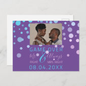 Carte Postale Jeu Sur Funny Enregistrer La Date Mariage Violet P (Devant / Derrière)