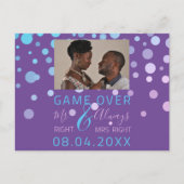 Carte Postale Jeu Sur Funny Enregistrer La Date Mariage Violet P (Devant)
