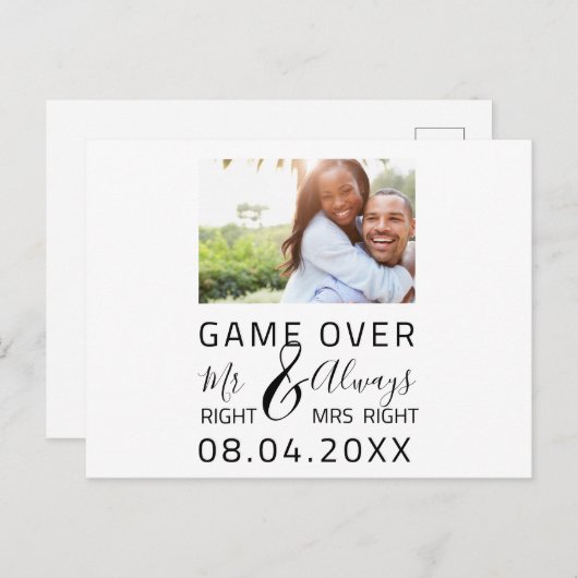 Carte Postale Jeu Sur Funny Enregistrer La Date Photo Mariage (Devant / Derrière)