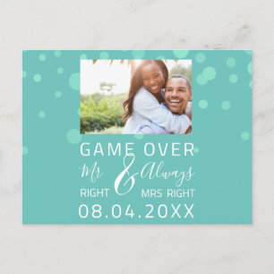 Carte Postale Jeu Terminé Enregistrement Drôle Date De Mariage P