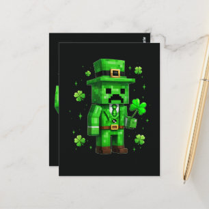 Carte Postale Jeu vidéo drôle de la Saint-Patrick sur le Leprech
