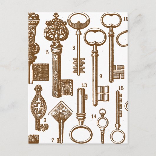 Carte Postale Jeu vintage de clés anciennes (Devant)