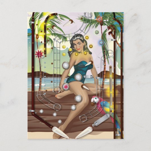 Carte Postale Jeu vintage de Pinball Machine (Devant)