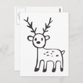 Carte Postale Jeune cerf en noir et blanc (Devant / Derrière)