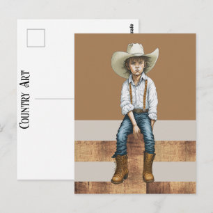 Carte Postale Jeune cowgirl de style ranch country western