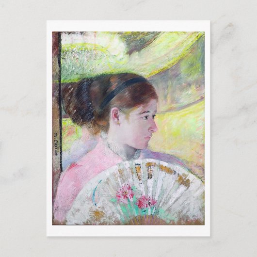 Carte Postale Jeune dame avec un fan japonais, Mary Cassatt (Devant)