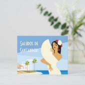 Carte Postale Jeune dame espagnole posant avec ventilateur sur l (Debout devant)