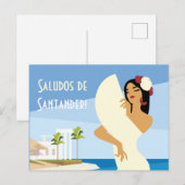 Carte Postale Jeune dame espagnole posant avec ventilateur sur l (Devant / Derrière)