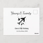 Carte Postale Jeune et vingt aventure joyeux anniversaire nom (Dos)