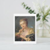 Carte Postale Jeune femme avec un bouquet de Roses (Debout devant)