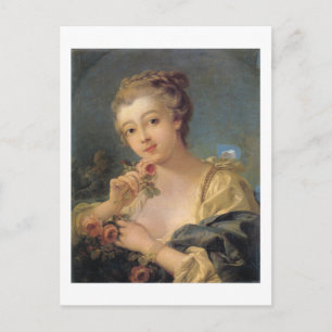 Carte Postale Jeune femme avec un bouquet de Roses
