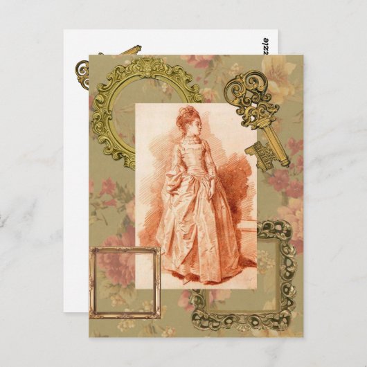 Carte Postale Jeune femme debout (Devant / Derrière)