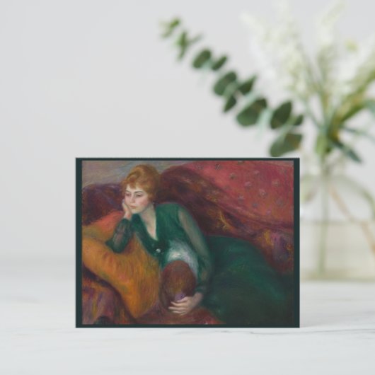 Carte Postale Jeune femme en vert, William James Glackens (Debout devant)