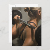 Carte Postale Jeune femme faisant de l'exercice avec cloche, vue (Devant / Derrière)