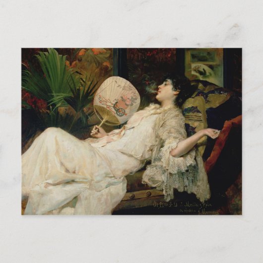 Carte Postale Jeune femme fume, 1894 (Devant)