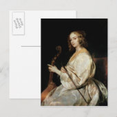 Carte Postale Jeune femme jouant une Viola da Gamba (Devant / Derrière)