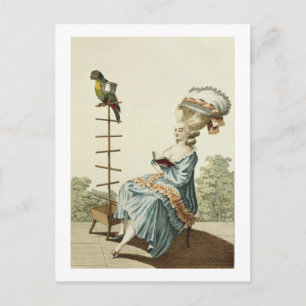 Carte Postale Jeune femme lisant dans une robe de jour avec un s