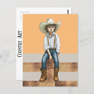 Carte Postale Jeune Femme Sur Le Pays Post Ranch Western Style