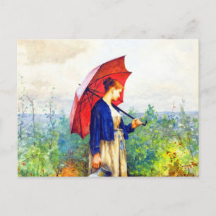 Carte Postale Jeune femme Tricot par Daniel Ridgway Knight