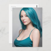 Carte Postale Jeune femme turquoise haïe (Devant / Derrière)