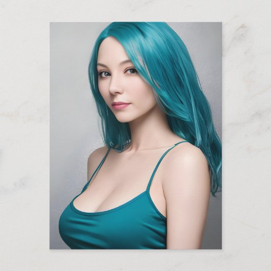 Carte Postale Jeune femme turquoise haïe (Devant)