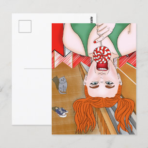 Carte Postale Jeune fille à tête rouge au stade. Fille coquine