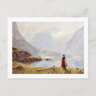 Carte Postale Jeune fille au bord d'un lac