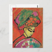Carte Postale Jeune fille avec Casquette à fleurs Jawlensky Fine (Devant / Derrière)