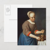 Carte Postale Jeune fille avec pilon et mortier (Devant / Derrière)