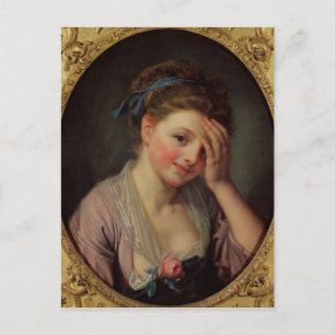 Carte Postale Jeune fille avec un Rose