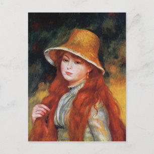 Carte Postale Jeune fille en paille Casquette par Renoir