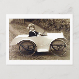 Carte Postale Jeune fille enfant avec chariot à pédales vintage