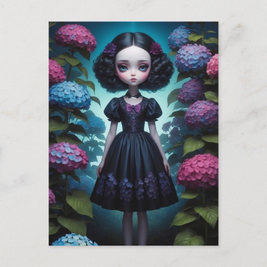 Carte Postale Jeune fille - Hortensia (Devant)