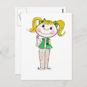 Carte Postale Jeune fille scout tenant sa promesse (Devant / Derrière)