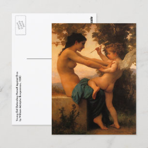Carte Postale Jeune fille se défendant contre l'Amour de Bouguer