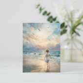 Carte Postale Jeune fille sur la plage (Debout devant)