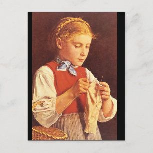 Carte Postale Jeune fille Tricot',_Portraits