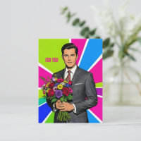 Jeune Homme avec Bouquet Style Rétro Personnalisé