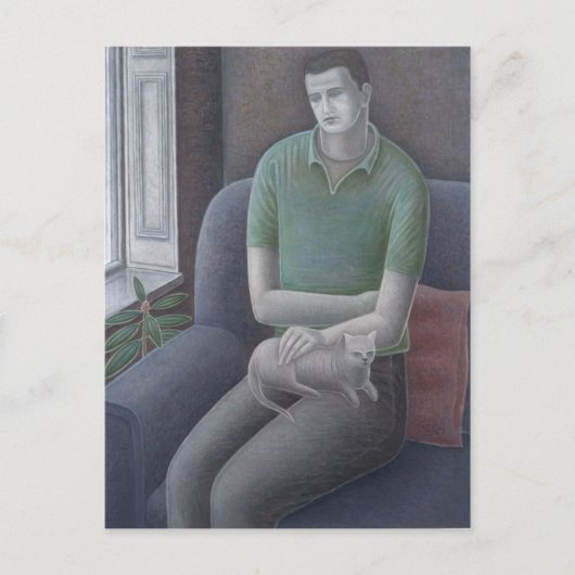 Carte Postale Jeune homme avec le chat 2008 (Devant)