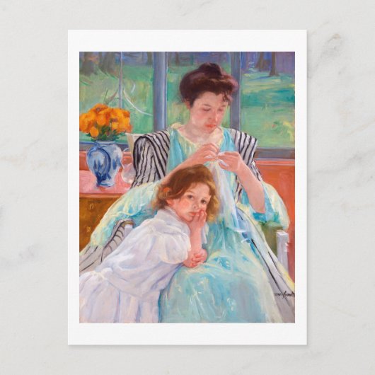 Carte Postale Jeune mère coudre, Mary Cassatt (Devant)