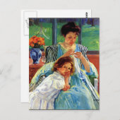 Carte Postale Jeune mère, peinture vintage d'art (Devant / Derrière)