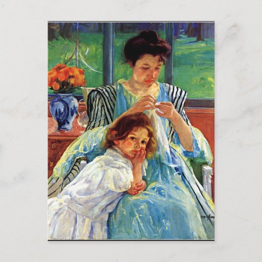 Carte Postale Jeune mère, peinture vintage d'art (Devant)