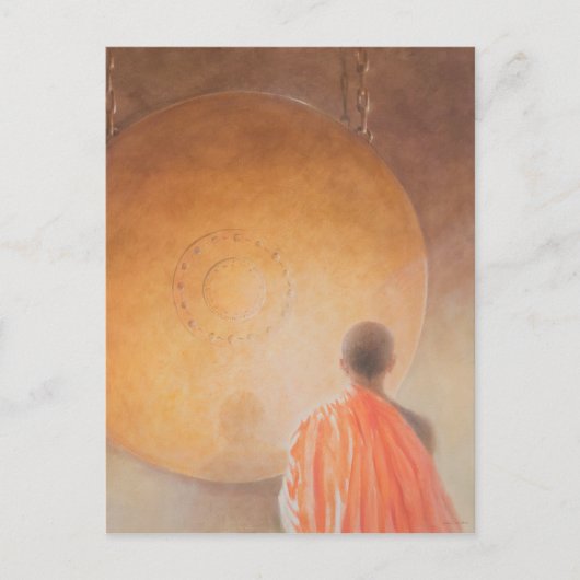 Carte Postale Jeune moine bouddhiste et Gong Bhoutan 2010 (Devant)