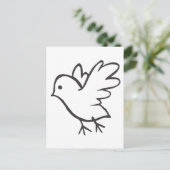 Carte Postale Jeune oiseau volant en noir et blanc (Debout devant)
