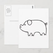 Carte Postale Jeune porc en noir et blanc (Devant / Derrière)