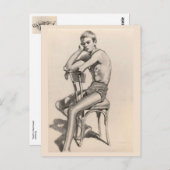 Carte Postale Jeunes en maillot de bain assis sur une chaise (Devant / Derrière)